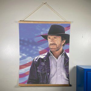 Chuck Norris Canvas Wooden Gold Hanger 24”x17.5”